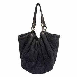 Chanel Spirit Cabas Quilted Denim Hobo Tote Dark Grey Stretch Open Top